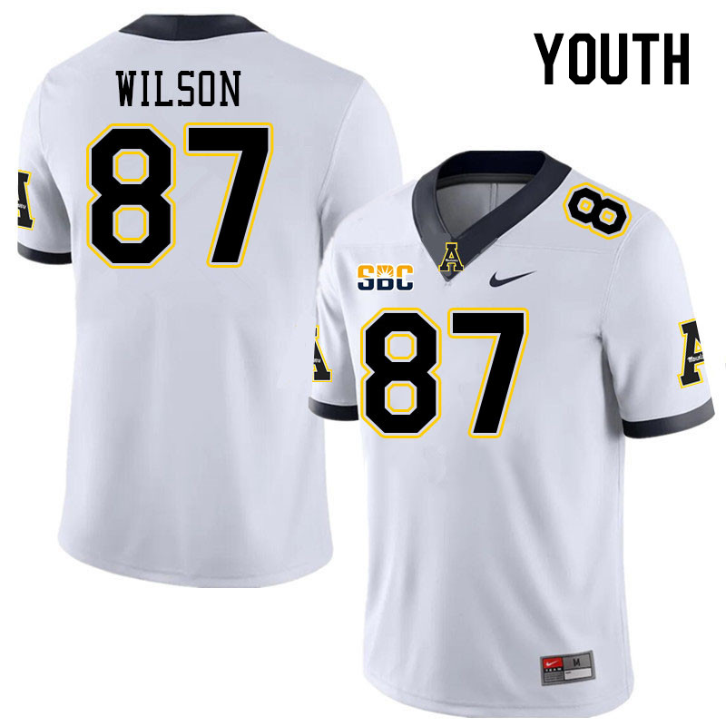 Youth #87 Eli Wilson Appalachian State Mountaineers College Football Jerseys Stitched Sale-White